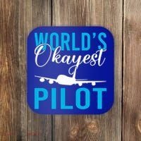 Airplane Flying Aircraft Worlds Okayest Pilot Cute Gift Coaster thumb 0