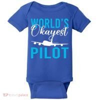 Airplane Flying Aircraft Worlds Okayest Pilot Cute Gift Baby Bodysuit thumb 0
