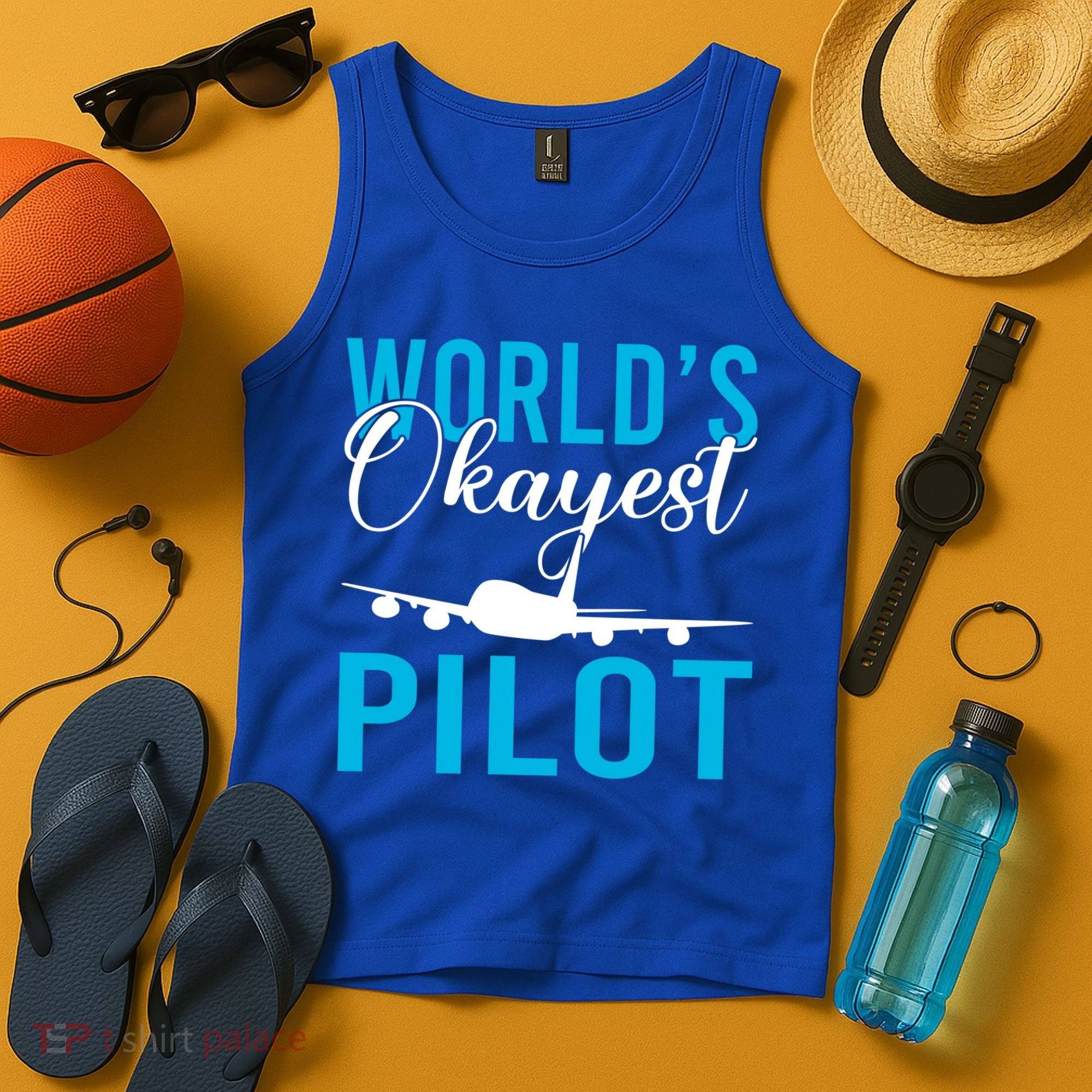 Airplane Flying Aircraft Worlds Okayest Pilot Cute Gift Tank Top
