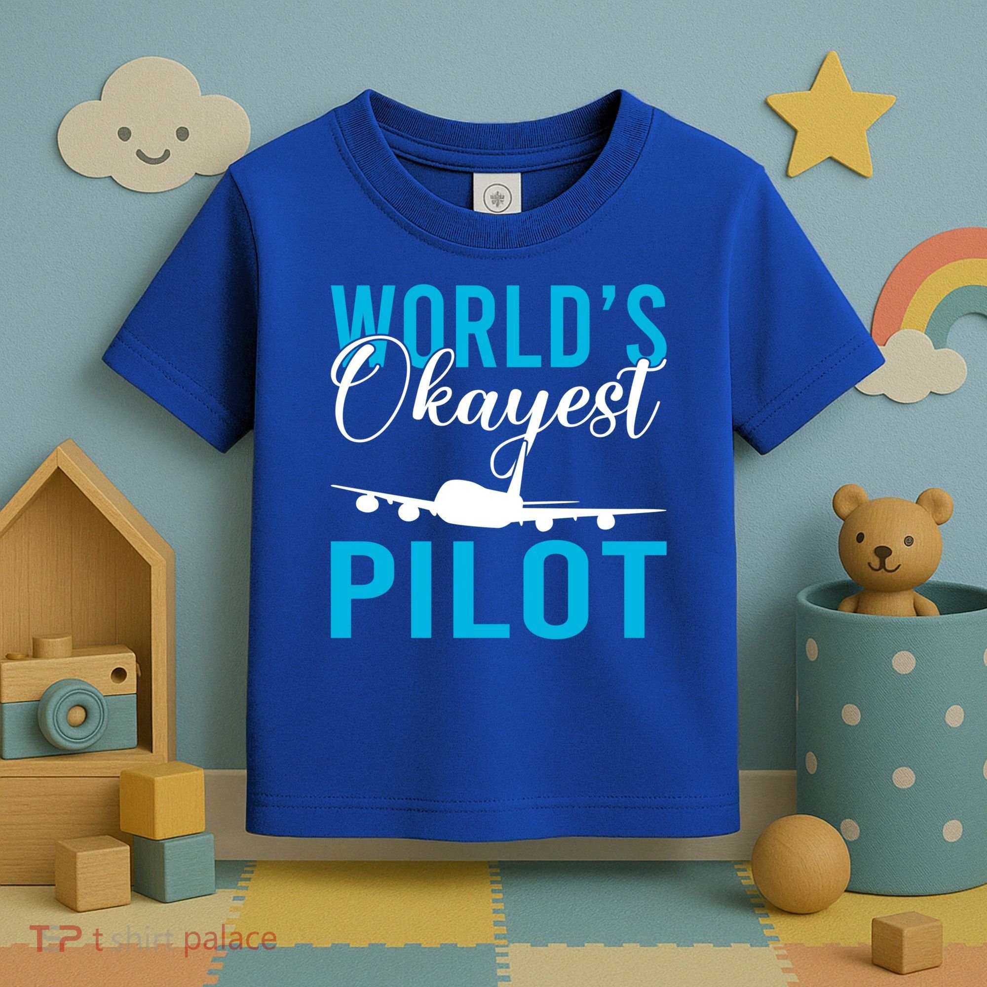 Airplane Flying Aircraft Worlds Okayest Pilot Cute Gift Toddler T-Shirt