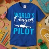 Airplane Flying Aircraft Worlds Okayest Pilot Cute Gift Kids T-Shirt thumb 3
