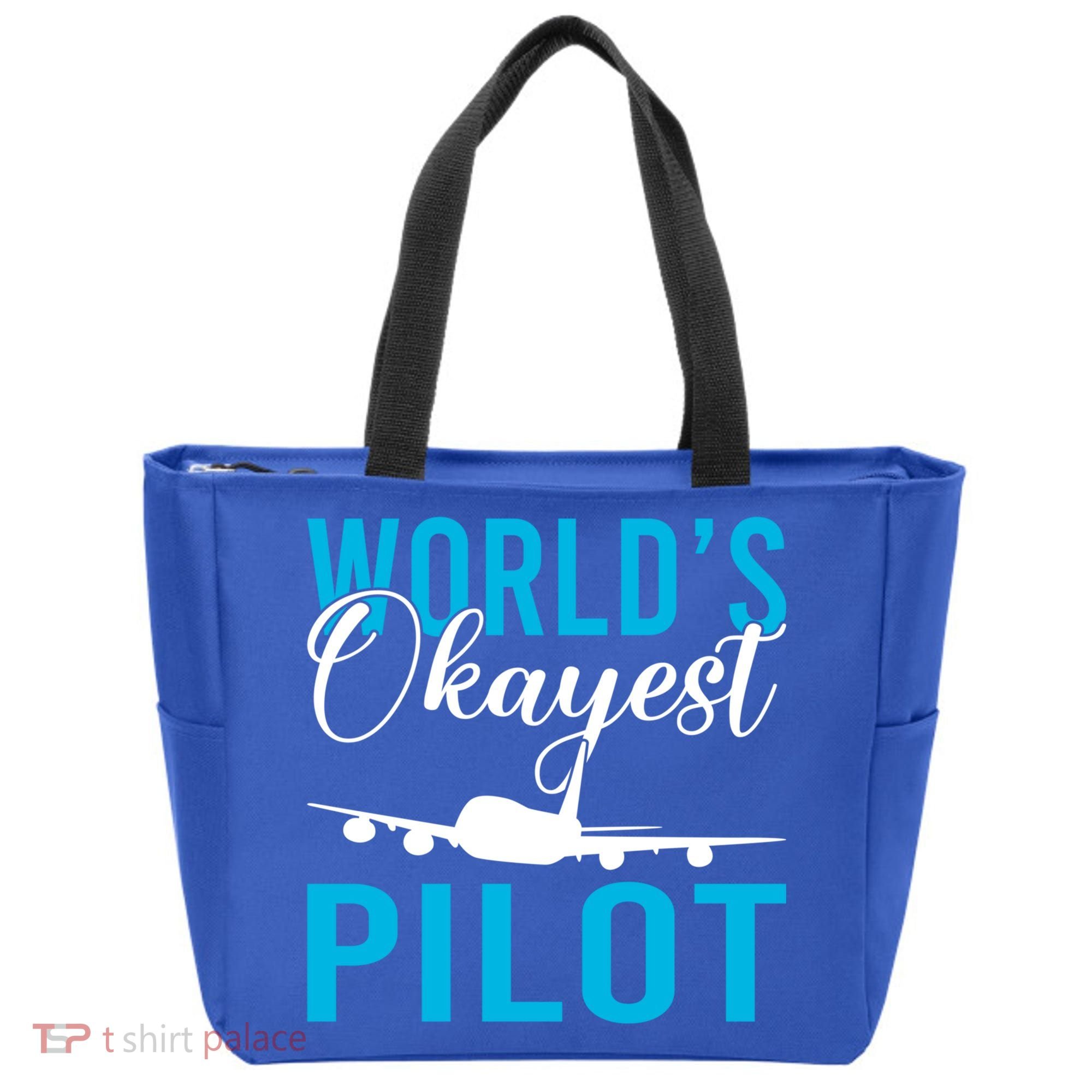 Airplane Flying Aircraft Worlds Okayest Pilot Cute Gift Tote Bag