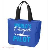 Airplane Flying Aircraft Worlds Okayest Pilot Cute Gift Tote Bag thumb 3