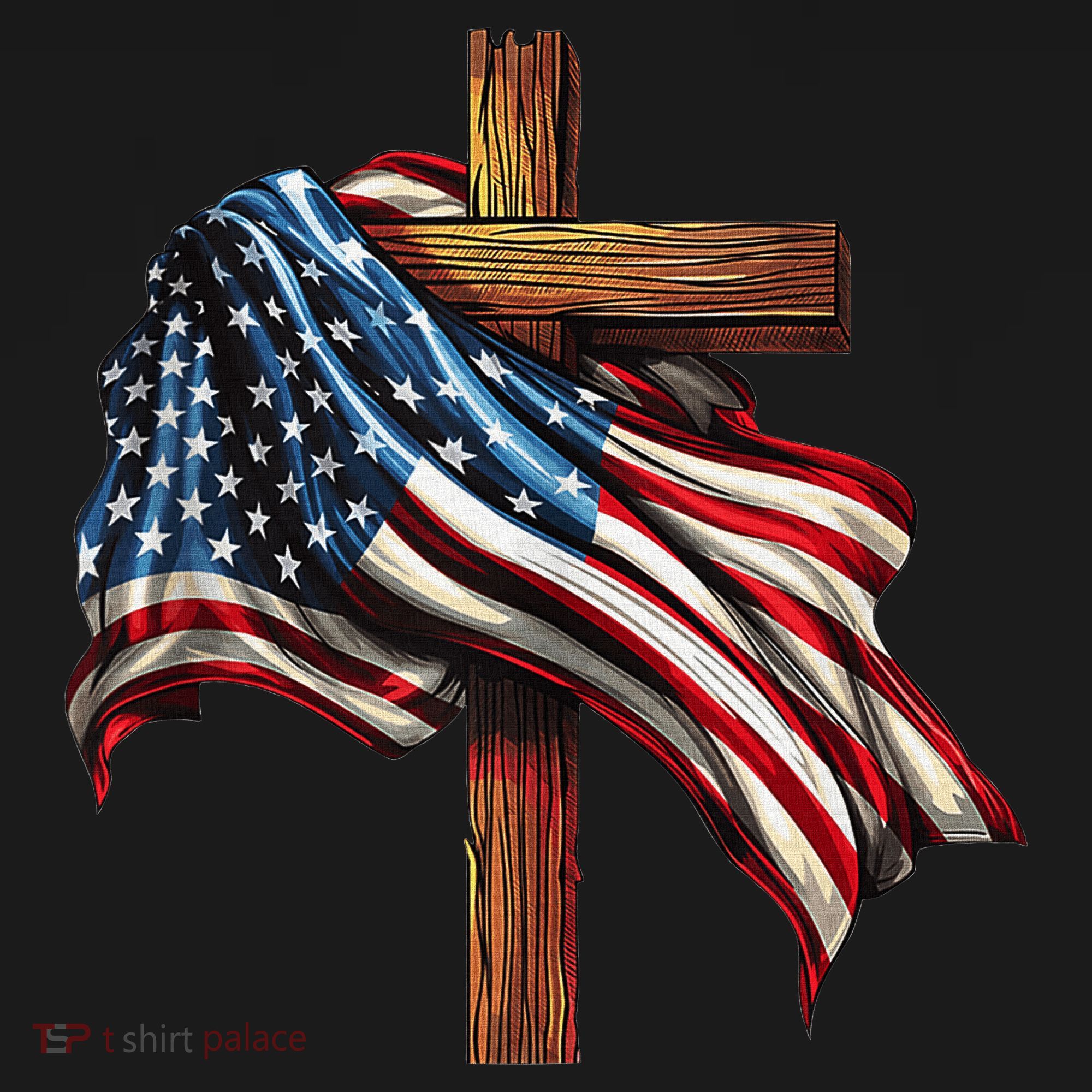 American Flag And Christian Cross Patriotic 4th Of July Women's Tank Top