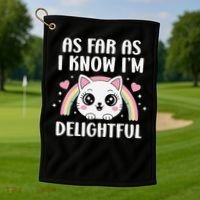 As Far As I Know Im Delightful Funny Kawaii Cat Golf Towel thumb 1