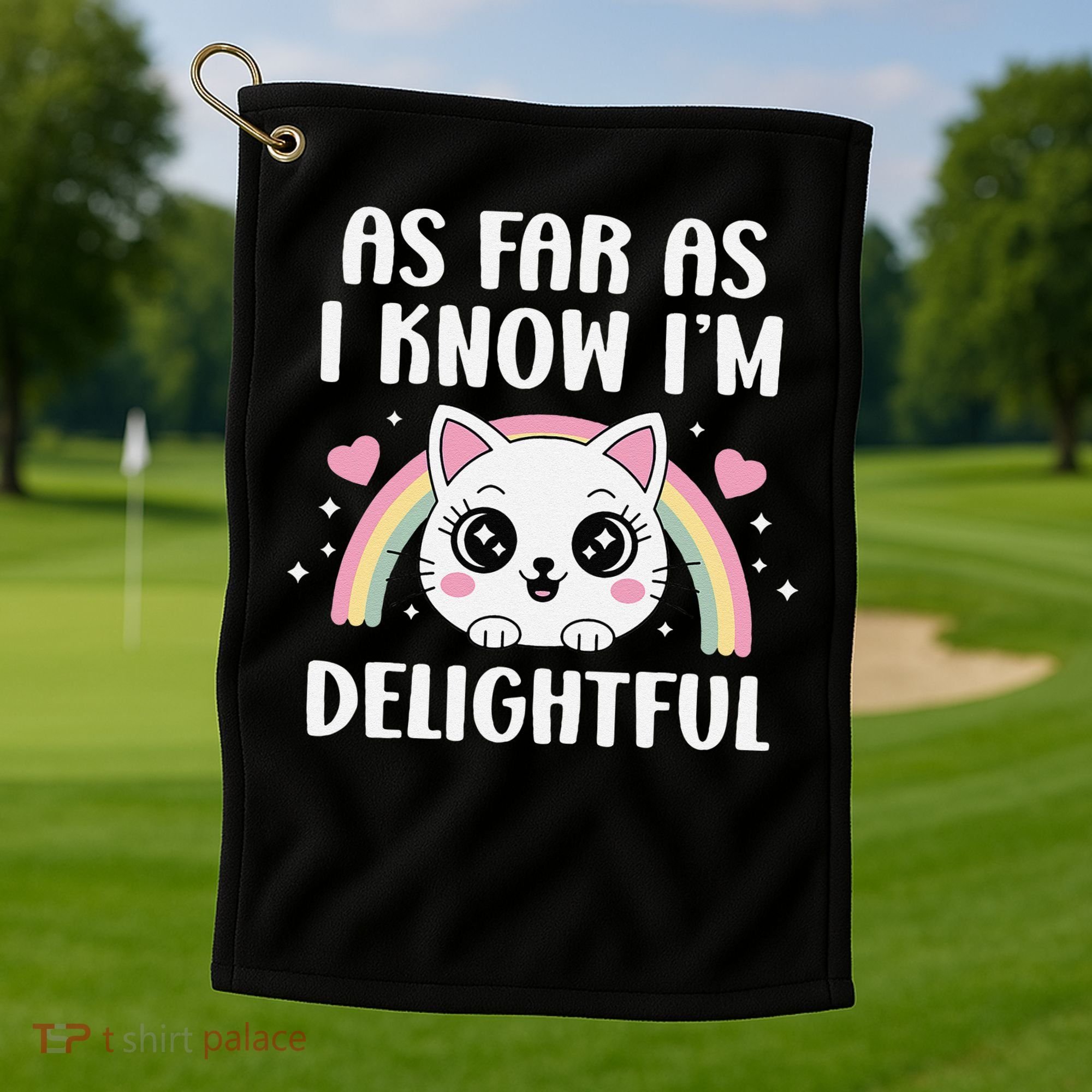 As Far As I Know Im Delightful Funny Kawaii Cat Golf Towel