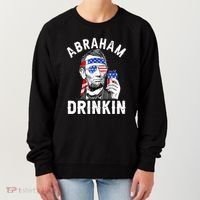 American Flag Abraham Drinking Merica Abe Lincoln Beer Lover Gift Women's Sweatshirt thumb 0