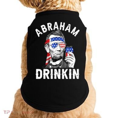 American Flag Abraham Drinking Merica Abe Lincoln Beer Lover Gift Doggie Tank