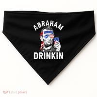 American Flag Abraham Drinking Merica Abe Lincoln Beer Lover Gift USA-Made Doggie Bandana thumb 0