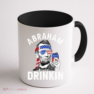 American Flag Abraham Drinking Merica Abe Lincoln Beer Lover Gift Coffee Mug back