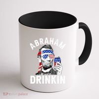 American Flag Abraham Drinking Merica Abe Lincoln Beer Lover Gift Coffee Mug thumb 1