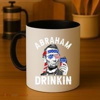 American Flag Abraham Drinking Merica Abe Lincoln Beer Lover Gift Coffee Mug thumb 4