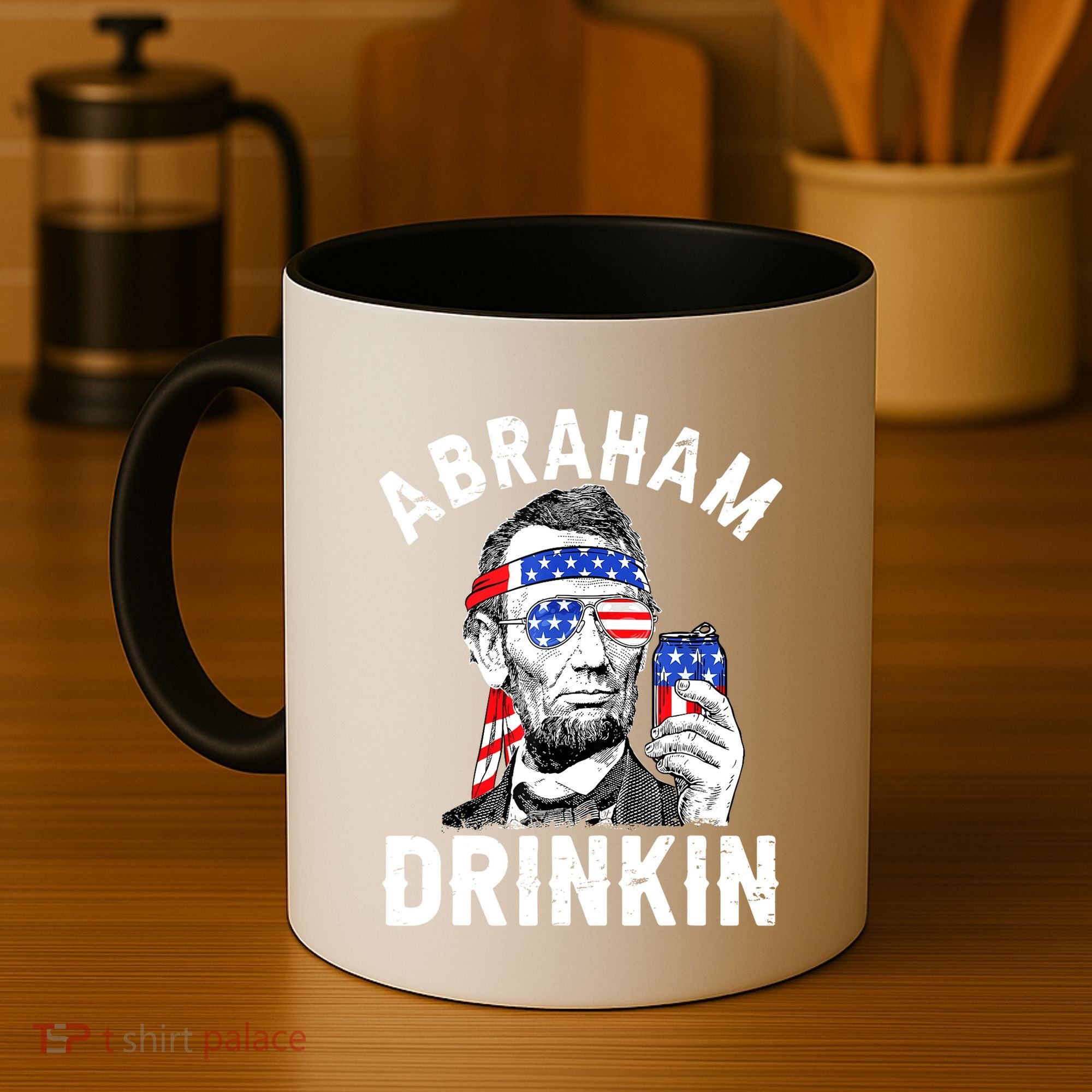 American Flag Abraham Drinking Merica Abe Lincoln Beer Lover Gift Coffee Mug