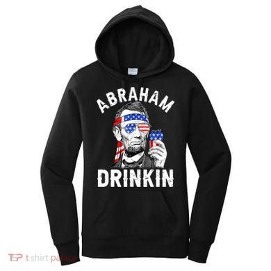 American Flag Abraham Drinking Merica Abe Lincoln Beer Lover Gift Women's Hoodie