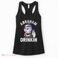 American Flag Abraham Drinking Merica Abe Lincoln Beer Lover Gift Women's Tank Top thumb 0