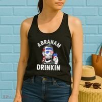 American Flag Abraham Drinking Merica Abe Lincoln Beer Lover Gift Women's Tank Top thumb 2