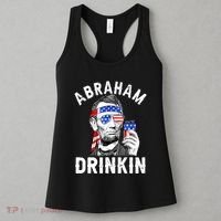 American Flag Abraham Drinking Merica Abe Lincoln Beer Lover Gift Women's Tank Top thumb 3