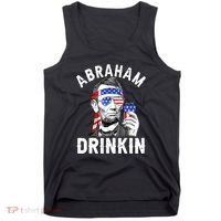 American Flag Abraham Drinking Merica Abe Lincoln Beer Lover Gift Tank Top thumb 0
