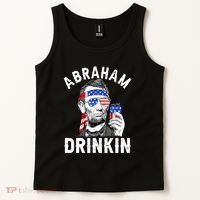 American Flag Abraham Drinking Merica Abe Lincoln Beer Lover Gift Tank Top thumb 2