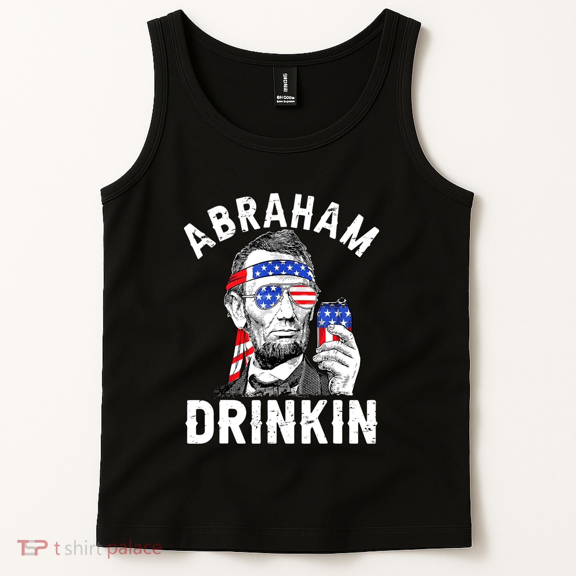 American Flag Abraham Drinking Merica Abe Lincoln Beer Lover Gift Tank Top
