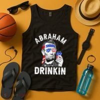 American Flag Abraham Drinking Merica Abe Lincoln Beer Lover Gift Tank Top thumb 4