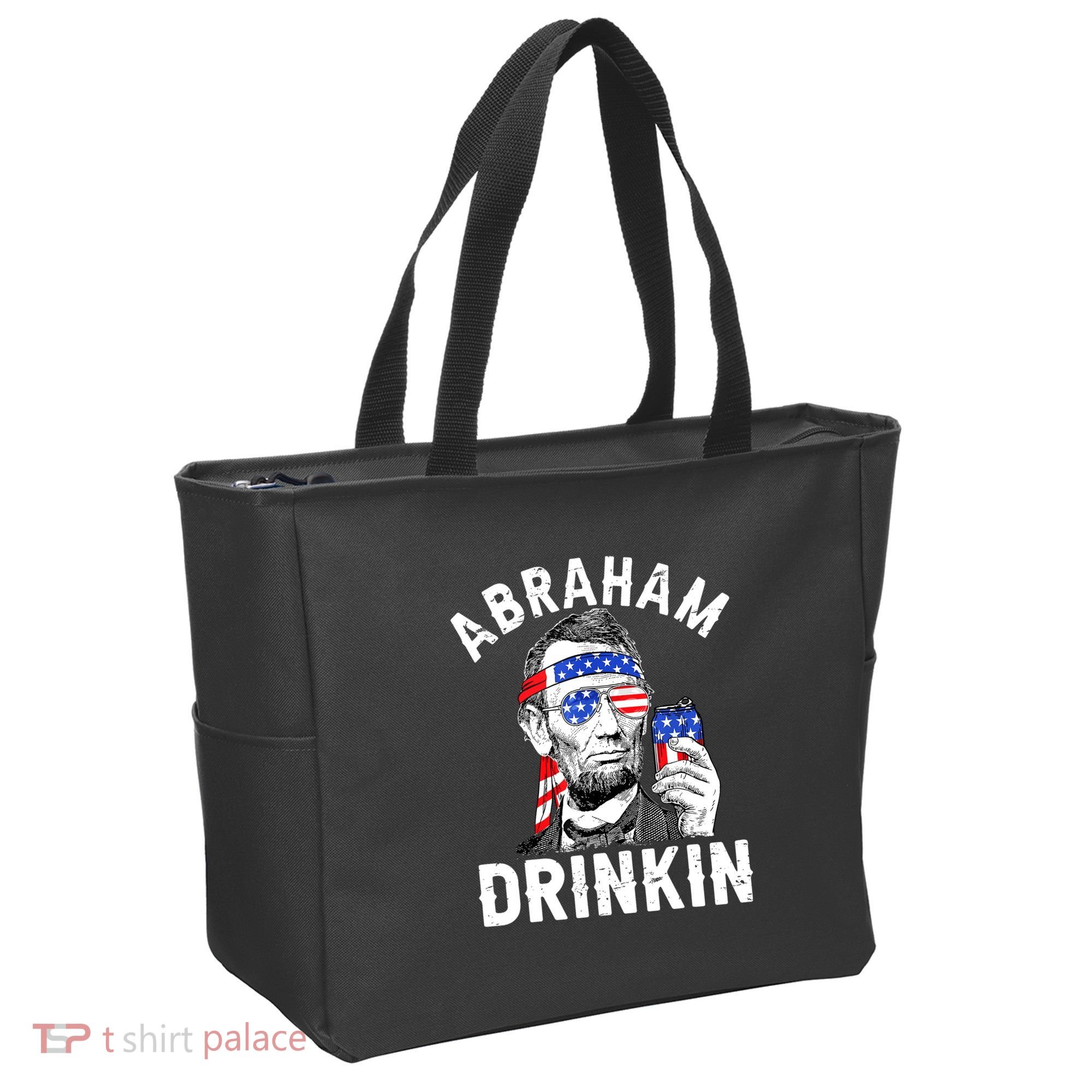 American Flag Abraham Drinking Merica Abe Lincoln Beer Lover Gift Tote Bag