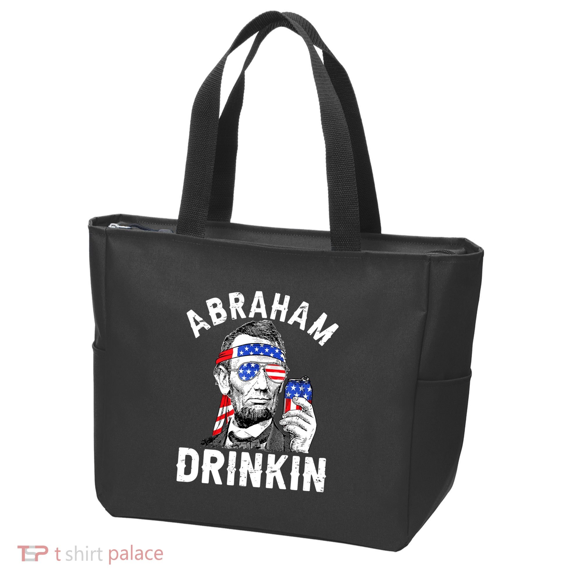 American Flag Abraham Drinking Merica Abe Lincoln Beer Lover Gift Tote Bag
