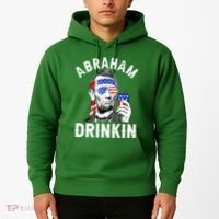 American Flag Abraham Drinking Merica Abe Lincoln Beer Lover Gift Hoodie thumb 2