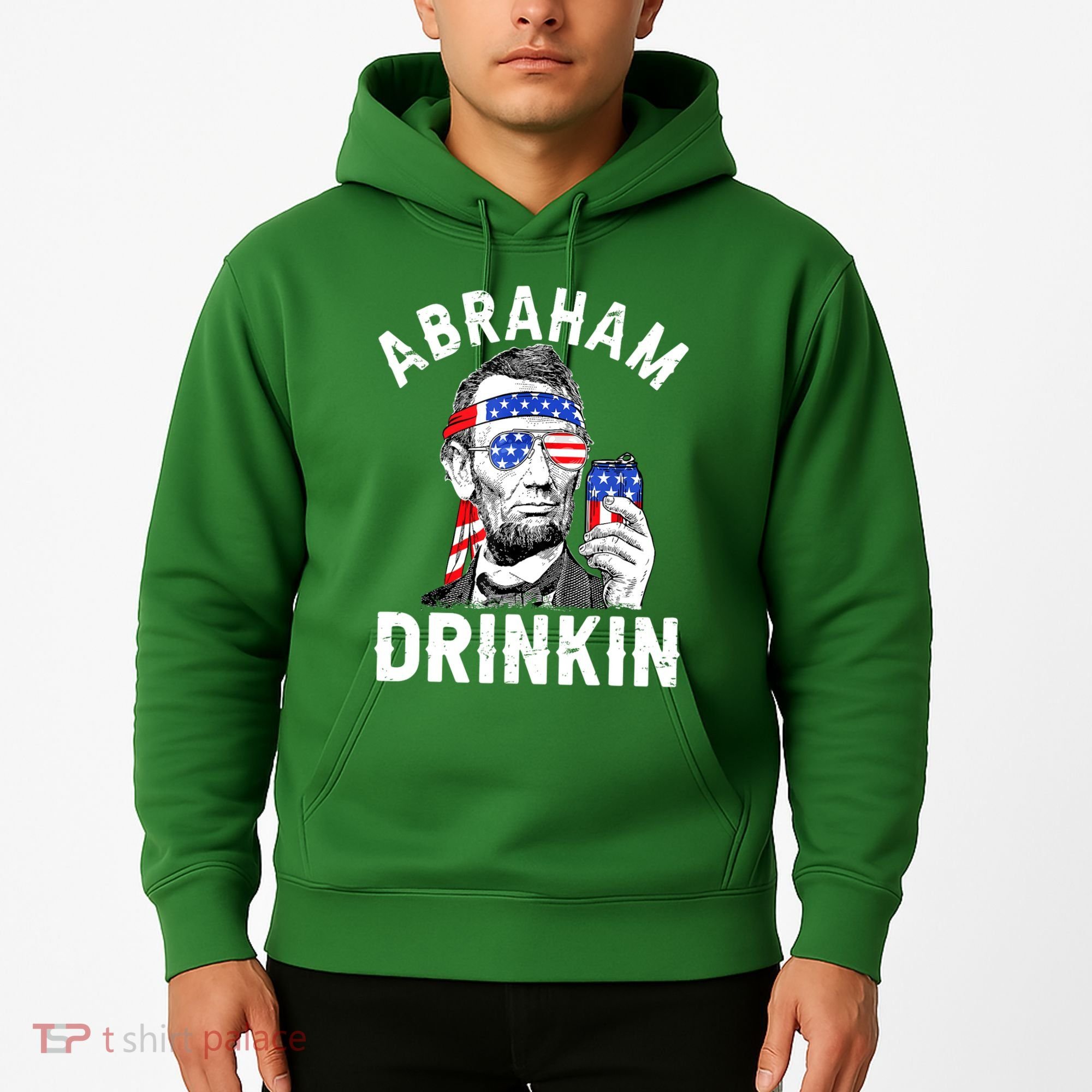 American Flag Abraham Drinking Merica Abe Lincoln Beer Lover Gift Hoodie