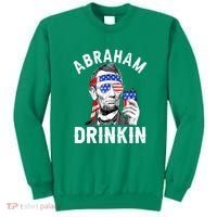 American Flag Abraham Drinking Merica Abe Lincoln Beer Lover Gift Sweatshirt thumb 0