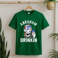 American Flag Abraham Drinking Merica Abe Lincoln Beer Lover Gift T-Shirt thumb 2