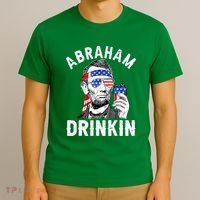 American Flag Abraham Drinking Merica Abe Lincoln Beer Lover Gift T-Shirt thumb 3