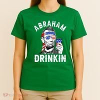American Flag Abraham Drinking Merica Abe Lincoln Beer Lover Gift T-Shirt thumb 4