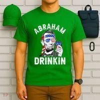 American Flag Abraham Drinking Merica Abe Lincoln Beer Lover Gift T-Shirt thumb 6