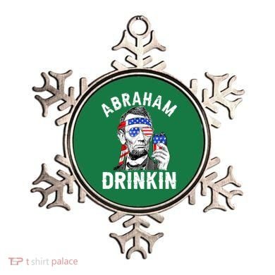 American Flag Abraham Drinking Merica Abe Lincoln Beer Lover Gift Ornament