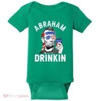 American Flag Abraham Drinking Merica Abe Lincoln Beer Lover Gift Baby Bodysuit thumb 0