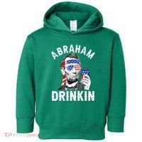 American Flag Abraham Drinking Merica Abe Lincoln Beer Lover Gift Toddler Hoodie thumb 0