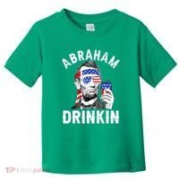 American Flag Abraham Drinking Merica Abe Lincoln Beer Lover Gift Toddler T-Shirt thumb 0