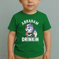 American Flag Abraham Drinking Merica Abe Lincoln Beer Lover Gift Toddler T-Shirt thumb 2