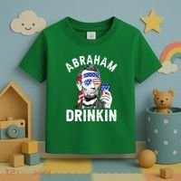 American Flag Abraham Drinking Merica Abe Lincoln Beer Lover Gift Toddler T-Shirt thumb 3