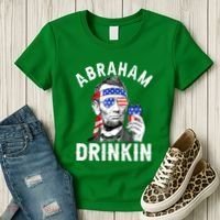 American Flag Abraham Drinking Merica Abe Lincoln Beer Lover Gift Women's T-Shirt thumb 3
