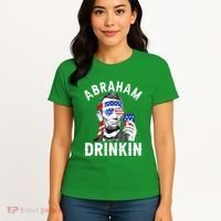 American Flag Abraham Drinking Merica Abe Lincoln Beer Lover Gift Women's T-Shirt thumb 4