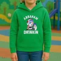 American Flag Abraham Drinking Merica Abe Lincoln Beer Lover Gift Kids Hoodie thumb 3