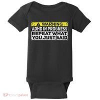Adhd Funny Adhd In Progress Repeat What You Just Said Baby Bodysuit thumb 0