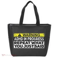 Adhd Funny Adhd In Progress Repeat What You Just Said Tote Bag thumb 0