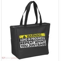 Adhd Funny Adhd In Progress Repeat What You Just Said Tote Bag thumb 2