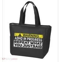 Adhd Funny Adhd In Progress Repeat What You Just Said Tote Bag thumb 3