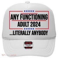 Any Functioning Adult 2024 Literally Anybody Funny Election Hat thumb 0