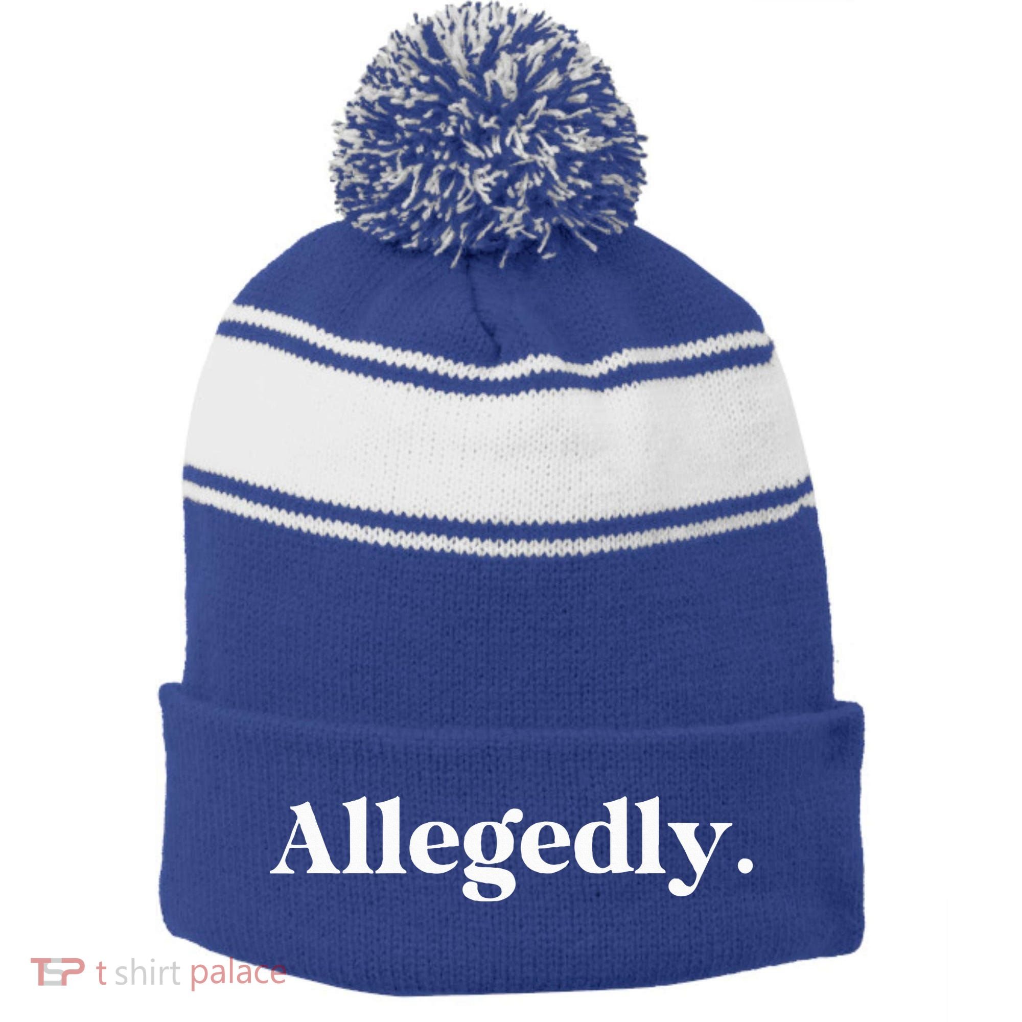 Allegedly Funny Attorney Stripe Pom Pom Beanie