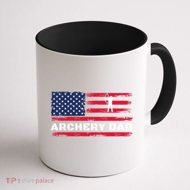 American Flag Archery Dad Father's Day Meaningful Gift Coffee Mug back